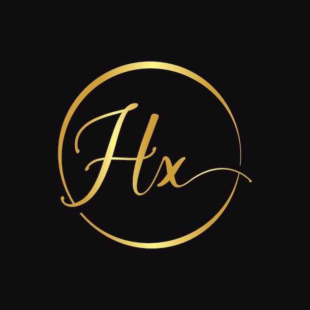 Hx script logo design vector template начальная каллиграфическая буква hx vector illustration