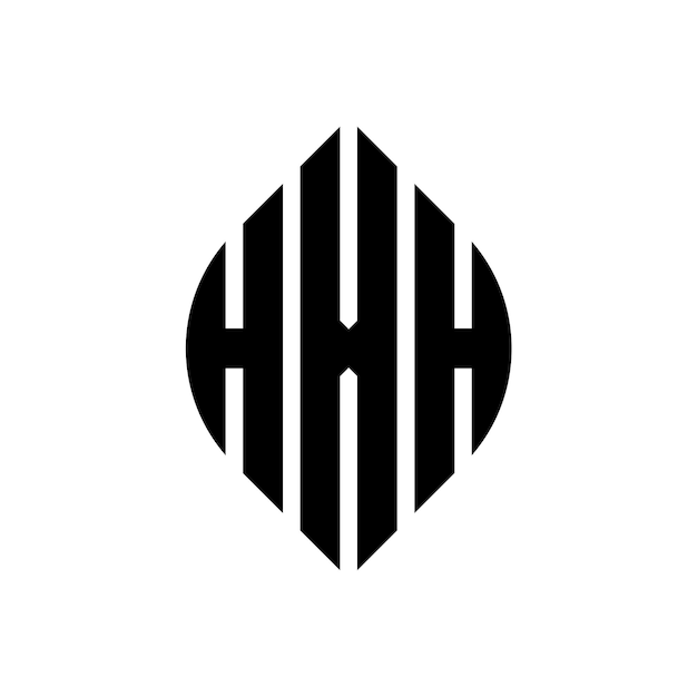 원과 타원 모양의 HXH 타원 문자 로고 디자인, 타이포그래피 스타일을 가진 HXH타원 문자, 세 개의 이니셜이 원 로고를 형성합니다, HXH 서클 블럼, 추상 모노그램, 글자 마크, 터.