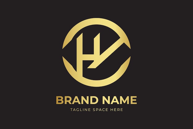 Дизайн логотипа с буквой HY в золотом цвете HY Начальная буква с логотипом в виде круга HY com