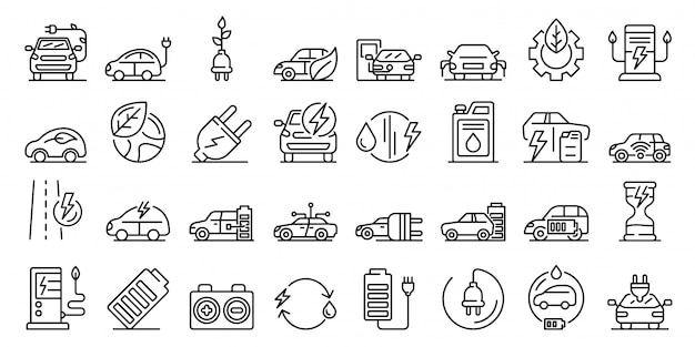 Hybrid icons set, outline style