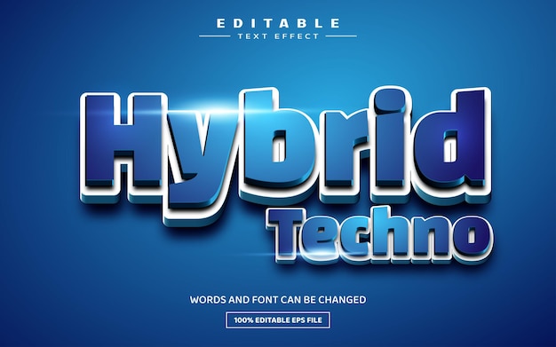 Hybrid techno 3D editable text effect template