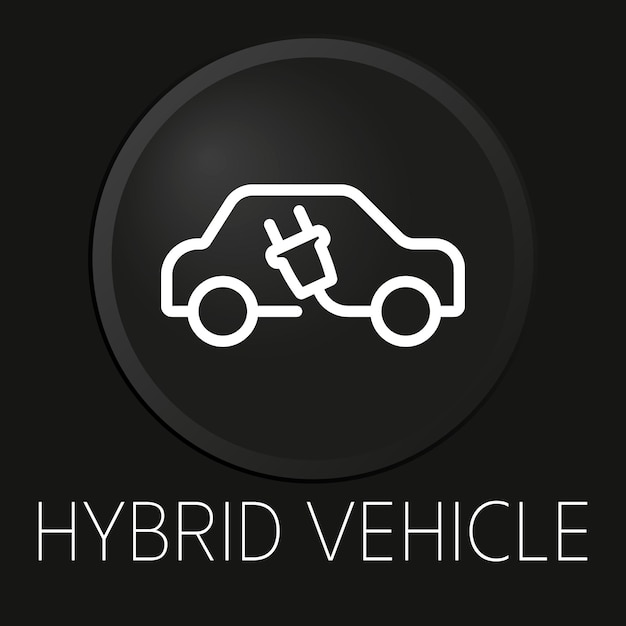 Hybrid vehicle minimal vector line icon on 3D button isolated on black background Premium Vector