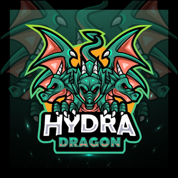 Vector hydra dragon mascot esport logo design