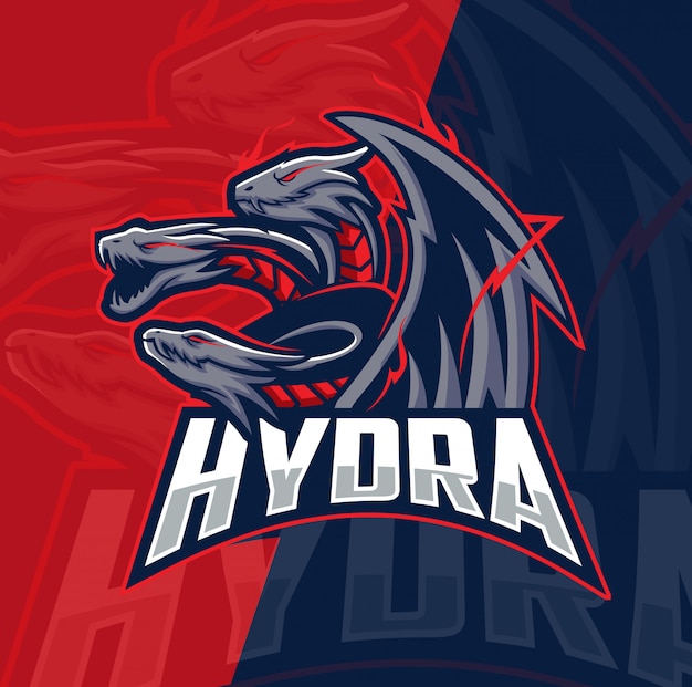 Mascotte drago idra esport logo design