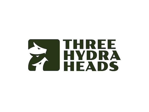 hydra logo Three heads black hydra silhouette icon design vector illustration