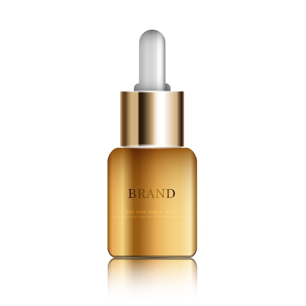 Vector hydrating facial serum for annual sale or festival sale gold cream mask bottle isolated on glitter