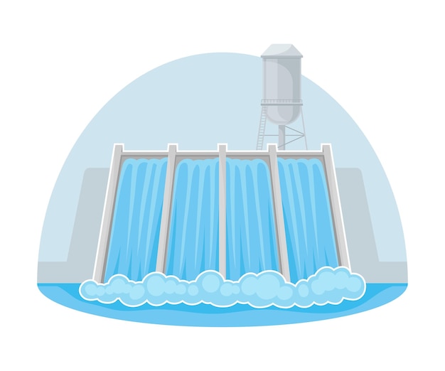 Stazione idroelettrica come illustrazione del vettore delle risorse naturali