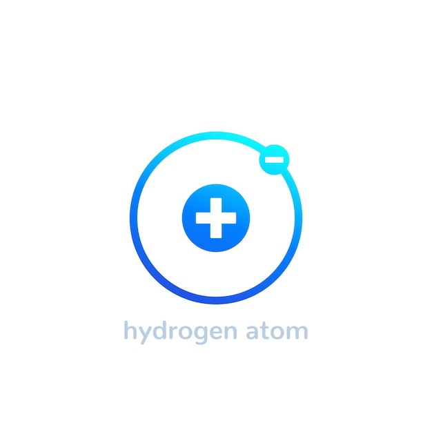 Hydrogen atom icon on white