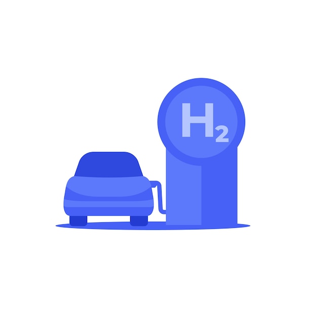 Значок вектора водородного автомобиля и зарядной станции