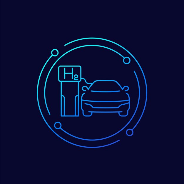 Vector hydrogen car refueling icon linear design