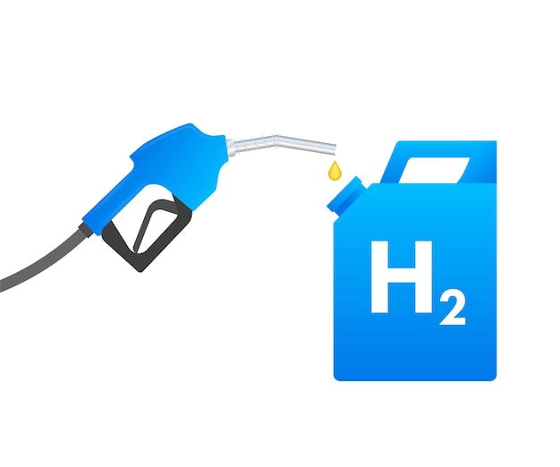 Illustrazione di stock di vettore di energia ecologica rinnovabile a gas h2 della stazione dell'auto a idrogeno