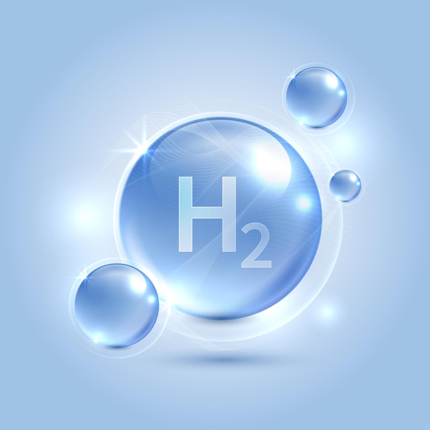 Hydrogen H2 production renewable energy source renewable Eco energy hydrogen energy powered by renewable electricity with water molecule in transparent style vector design