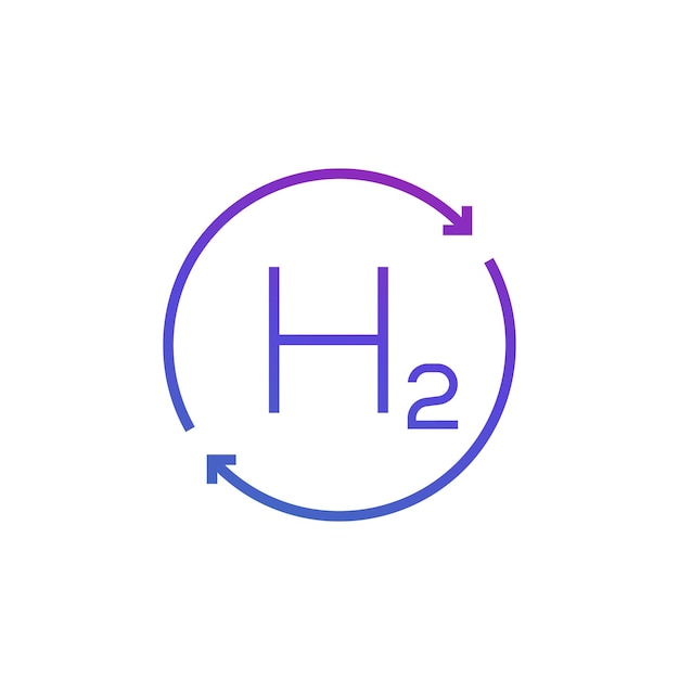 Hydrogen icon with arrows line vector