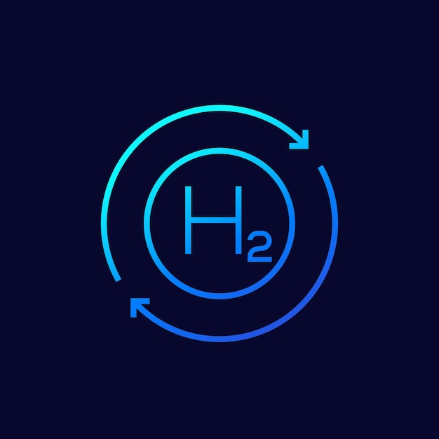 Hydrogen icon with arrows, linear