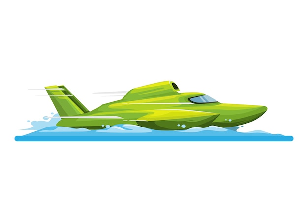 Vector hydroplane boat racing watercraft side view mascot cartoon illustration vector