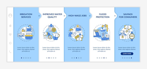 hydropower infographic template. source of electricity and storage presentation design elements. data visualization 5 steps. process timeline chart. workflow layout with linear s