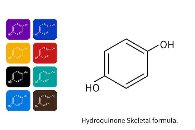 Hydroquinone reducing agent molecule skeletal formula Vector illustration