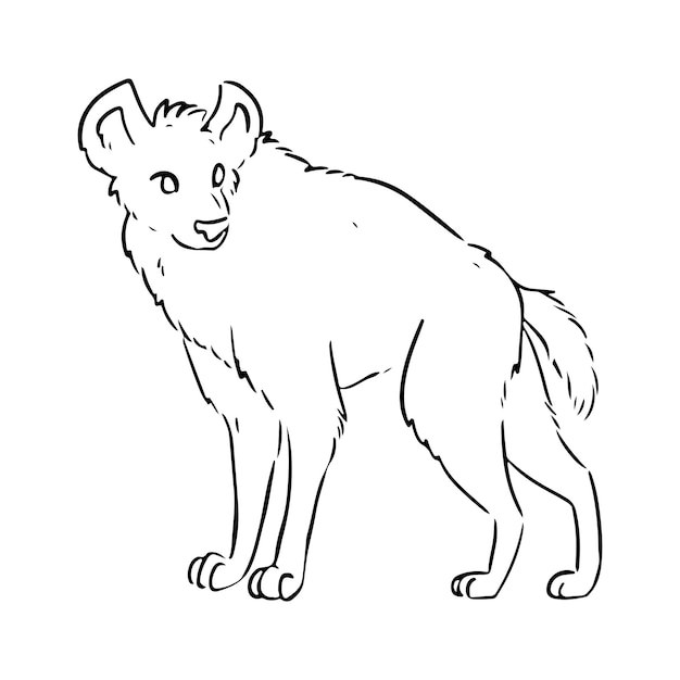 Иконка мультфильма "Гиена" Изображение дикого животного в комическом стиле Ручной рисунок изолированного линейного изображения для отпечатков дизайнов карт Веб и мобильные устройства