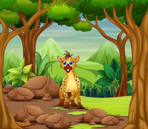 Hyena cartoon living in the forest