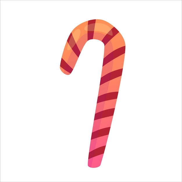 Hygge gezellige kerst candy cane geïsoleerd. Cartoon platte vectorillustratie. Geïsoleerde vector illustra