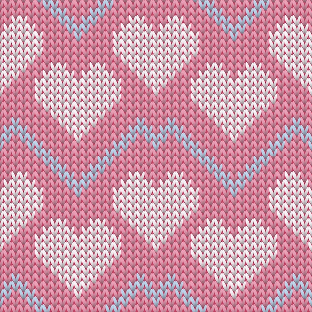 Vector hygge heart knit scandinavian vector seamless pattern knitted i