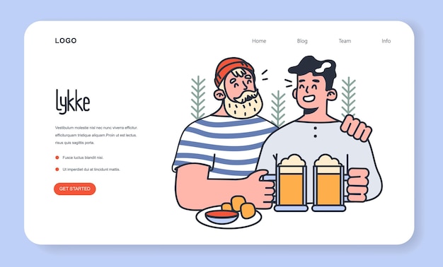 Vector hygge and lykke web banner or landing page