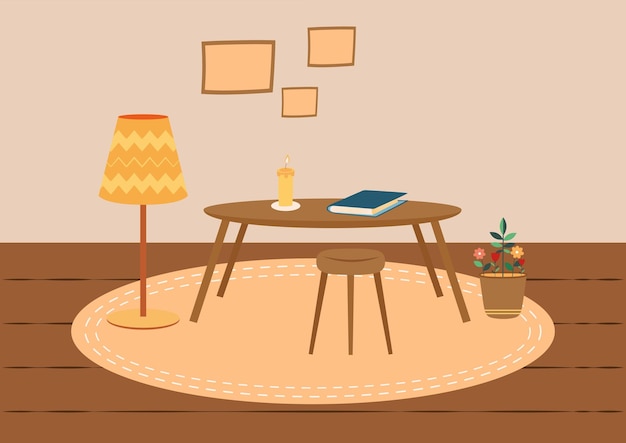 Vector hygge room decoration vector illustration