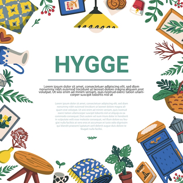 Hygge scandinavian lifestyle frame template