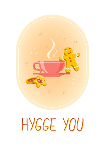 벡터 hi, you hug, you message 차와 쿠키