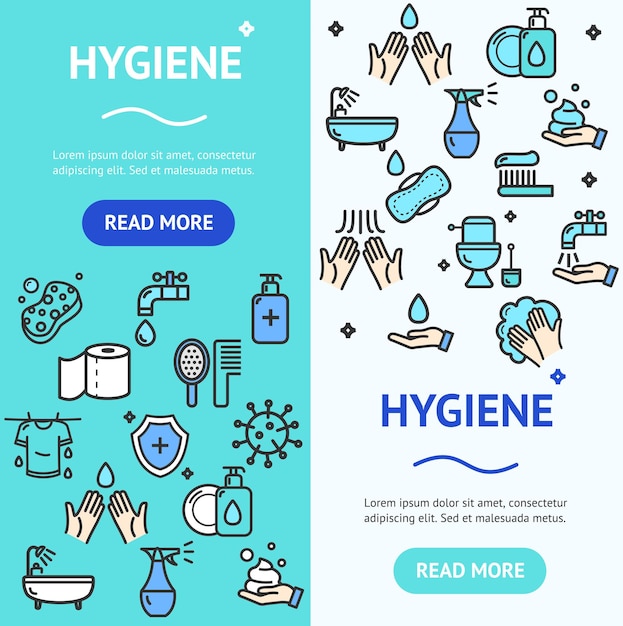 Vector hygiene banner vecrtical set vector