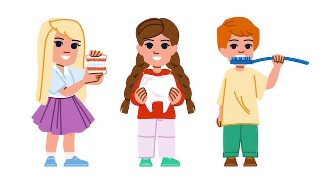 Vector hygiene child oral health vector