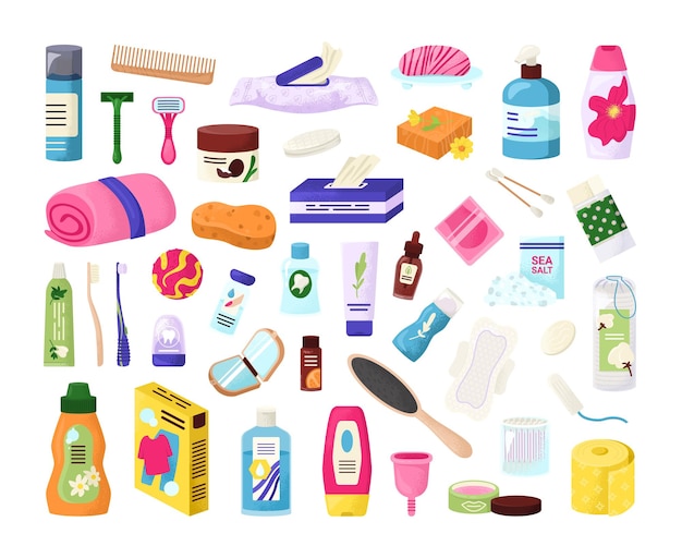 Vector hygiene products elements set