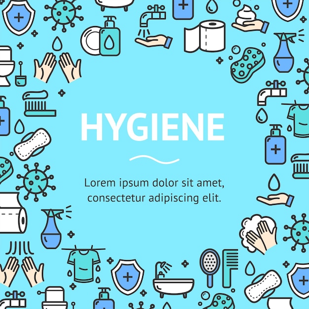 Hygiene Round Design Template Line Icon Concept Vector