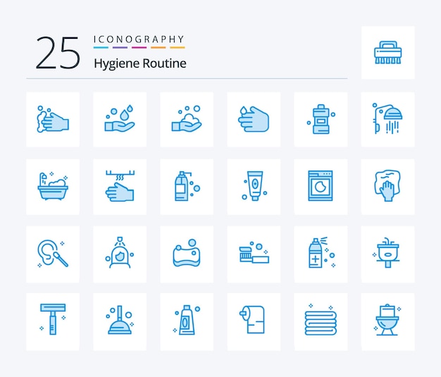 Пакет значков Hygiene Routine 25 Blue Color, включая моющее средство для рук, сушилка для ванной комнаты, ванная комната