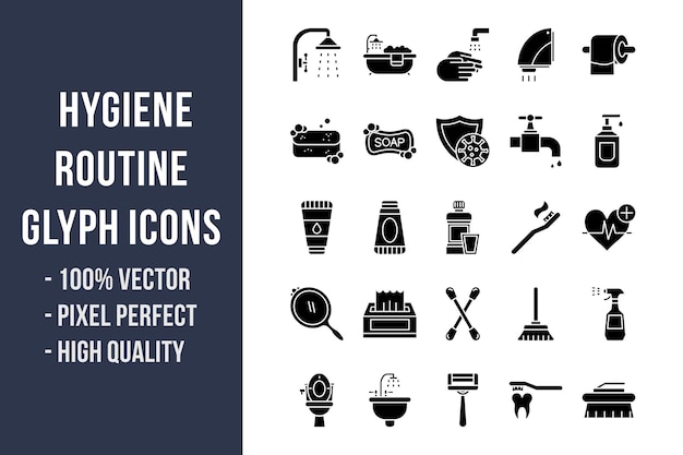 Hygiene Routine Glyph Icons