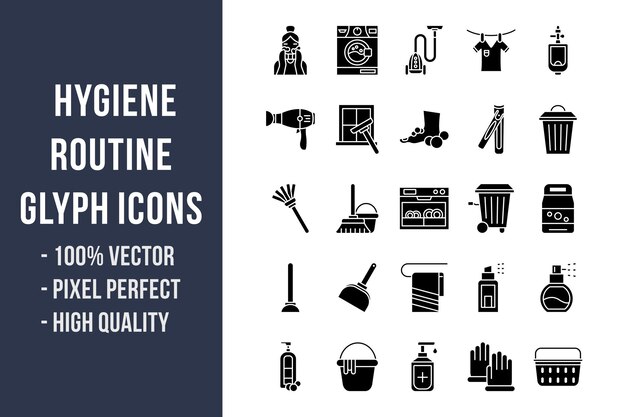 Hygiene Routine Glyph Icons