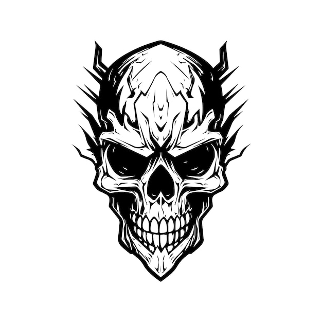 Hype beest schedel vintage logo lijntekeningen concept zwart-witte kleur hand getekende illustratie