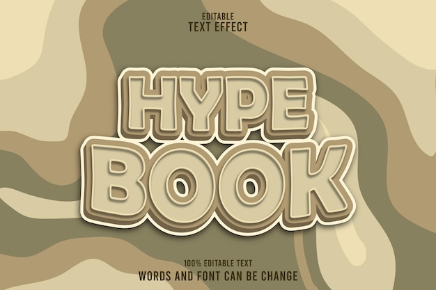 hype book editable text effect emboss cartoon style