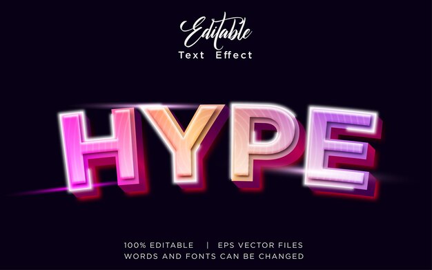 Hype editable text effect in modern trend style