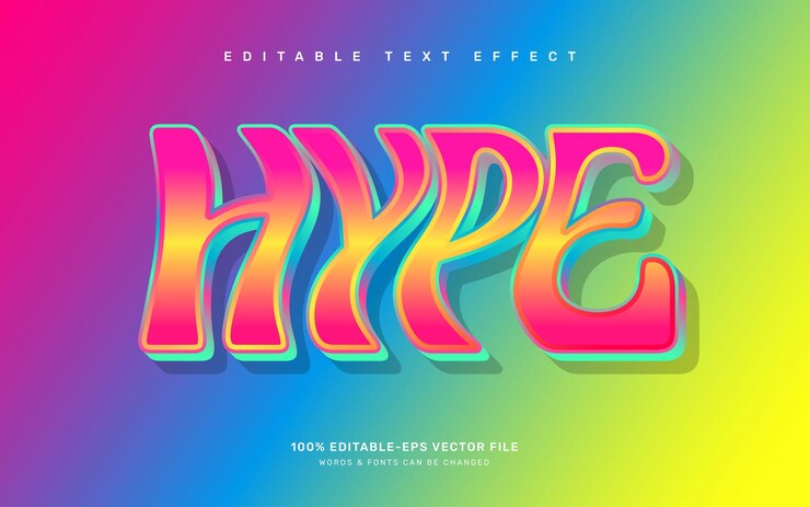 Vector hype groovy editable text effect template