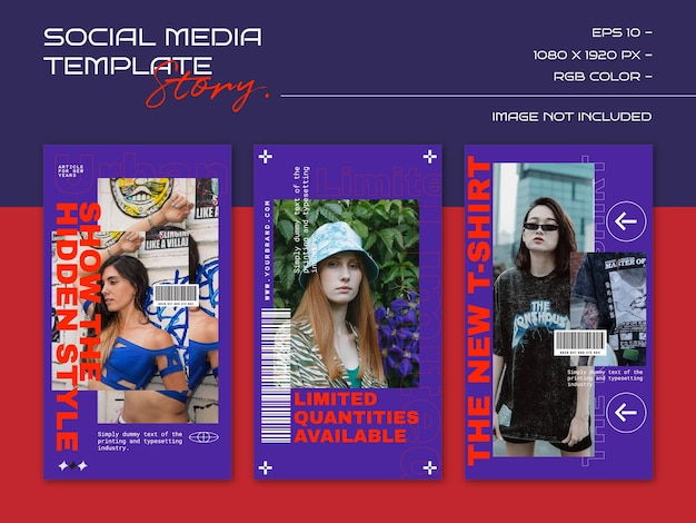 Vector hype instagram-sjabloon modeontwerp voor verhaalsjabloon voor sociale media