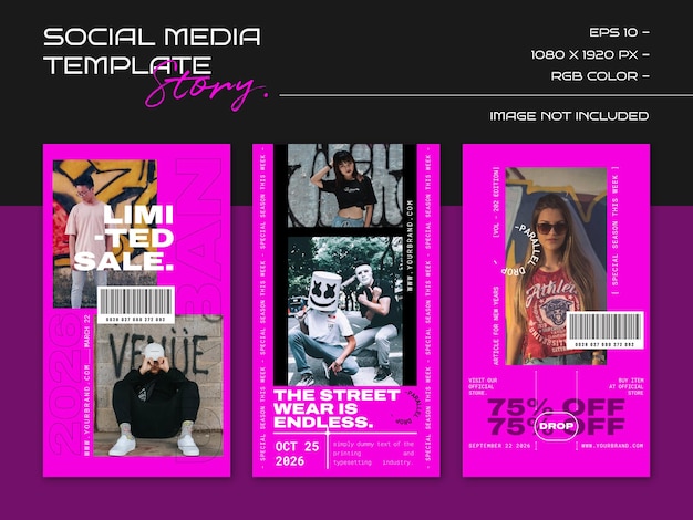 Vector hype instagram template fashion design for social media story template