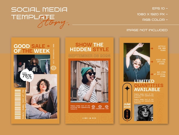 Modello di hype instagram fashion design per il modello di storia dei social media