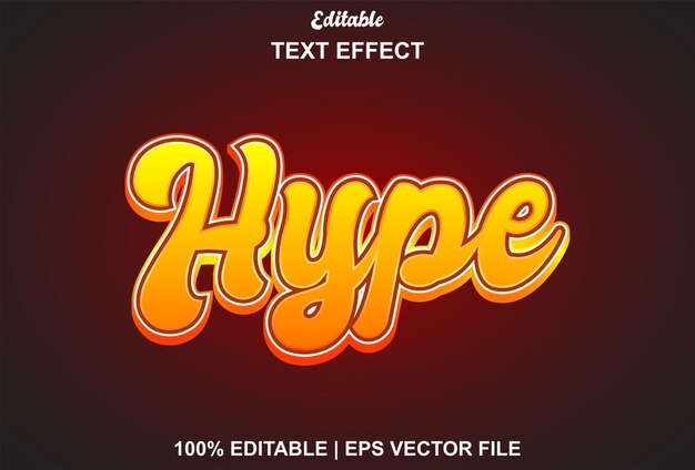 Vector hype text effect with orange color editable