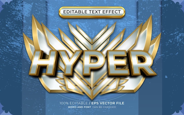 Hyper 3D bewerkbaar teksteffect met gevleugeld embleemlogo of achtergrond