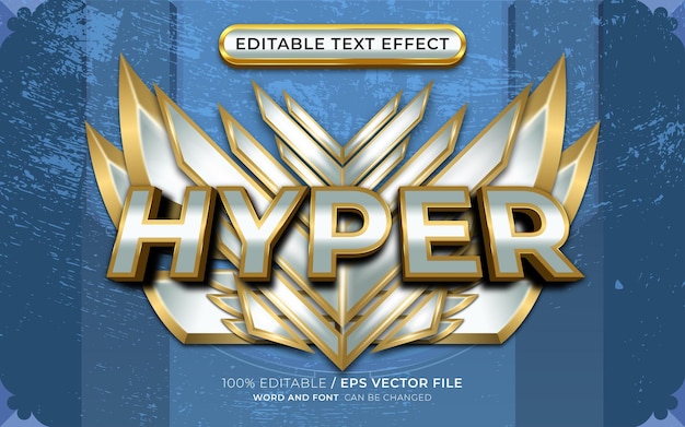 Winged Emblem 로고 또는 배경이 있는 Hyper 3D 편집 가능한 텍스트 효과