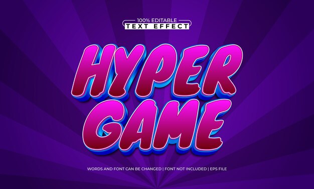 hyper game bewerkbare tekst-effect met een play en game tekst stijl