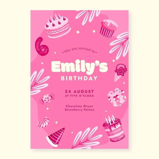 Vector hyper pink birthday  template