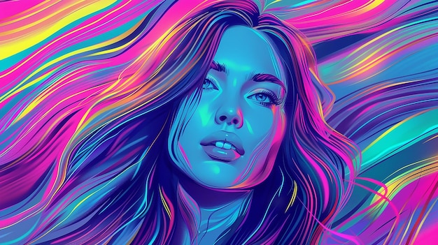 Vector hyperintense colorblast woman face background