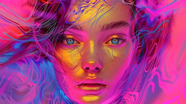 Hyperintense Colorblast Woman Face Background